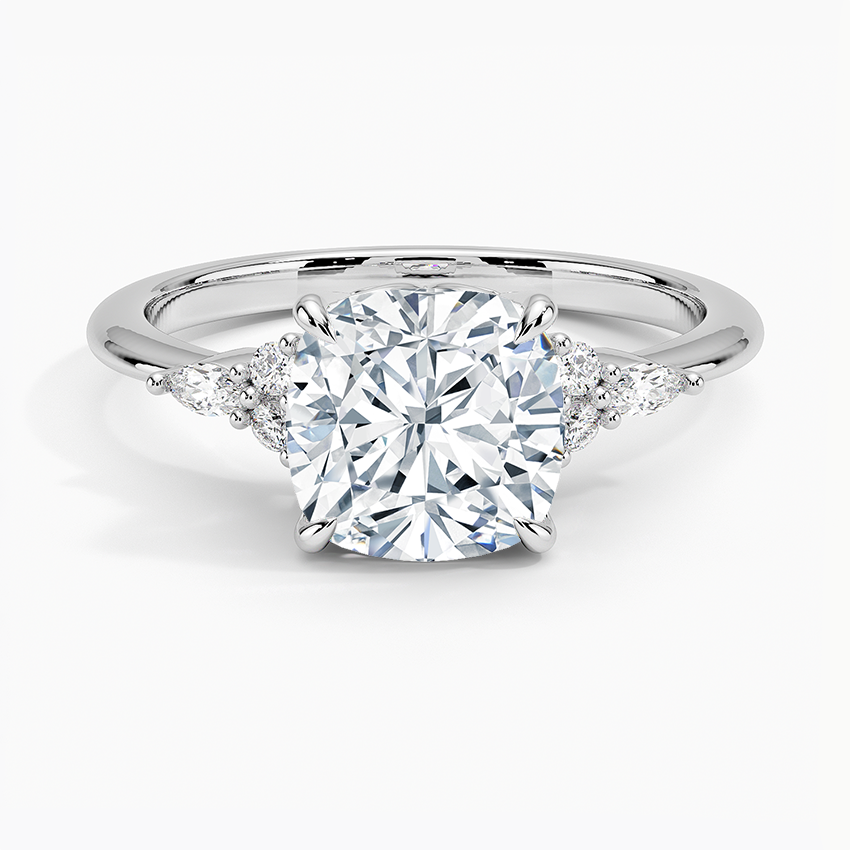 Elegant Cushion Moissanite Engagement Ring with Accent Stones