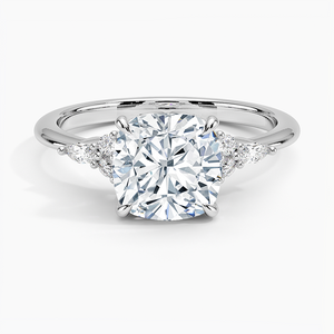 Elegant Cushion Moissanite Engagement Ring with Accent Stones