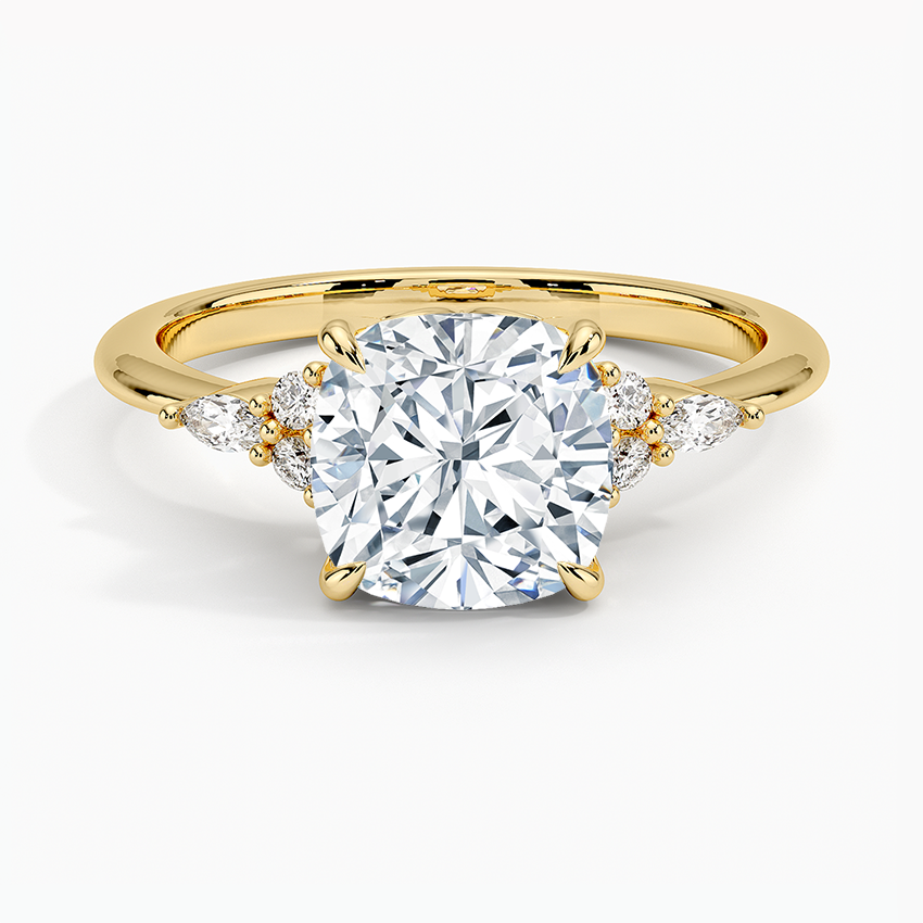 Elegant Cushion Moissanite Engagement Ring with Accent Stones