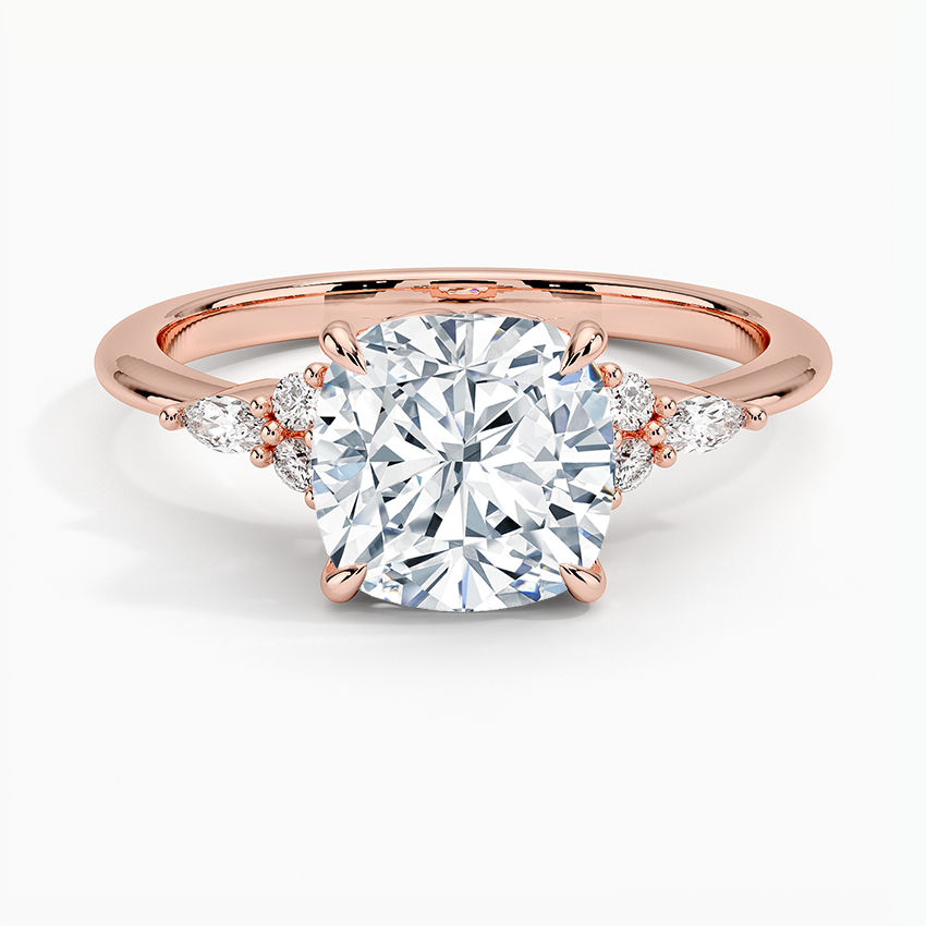 Elegant Cushion Moissanite Engagement Ring with Accent Stones