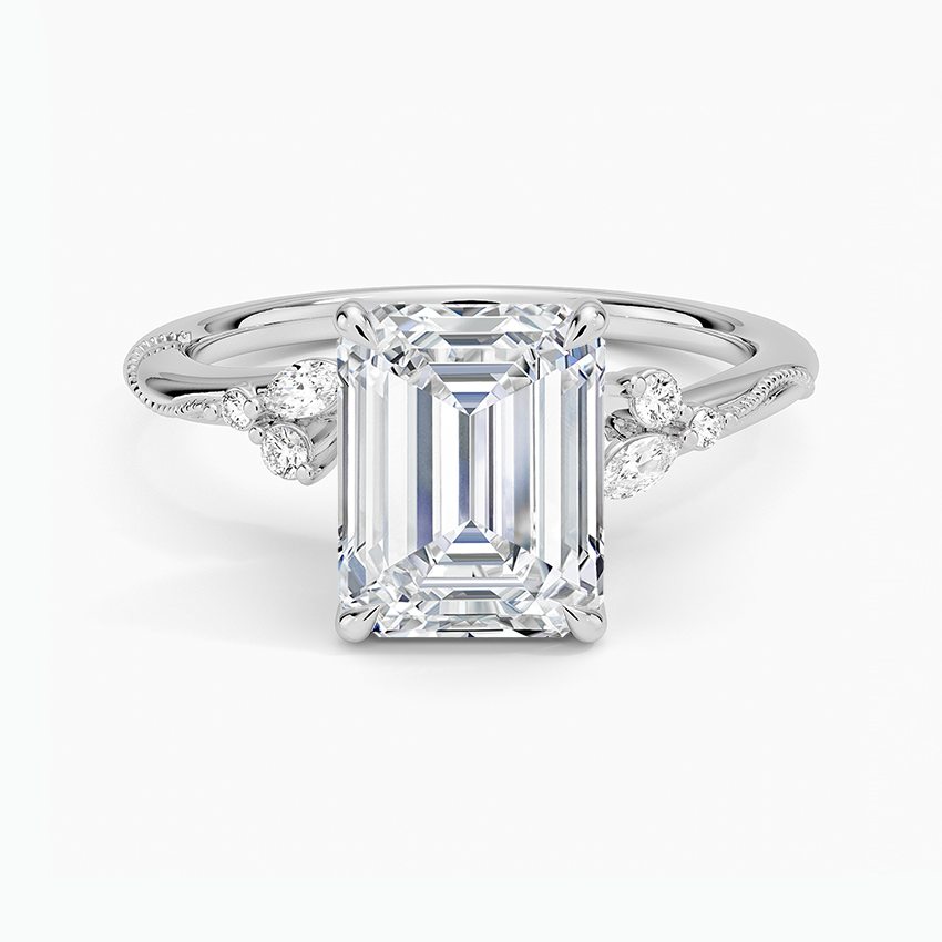 Elegant Emerald Cut Moissanite Engagement Ring