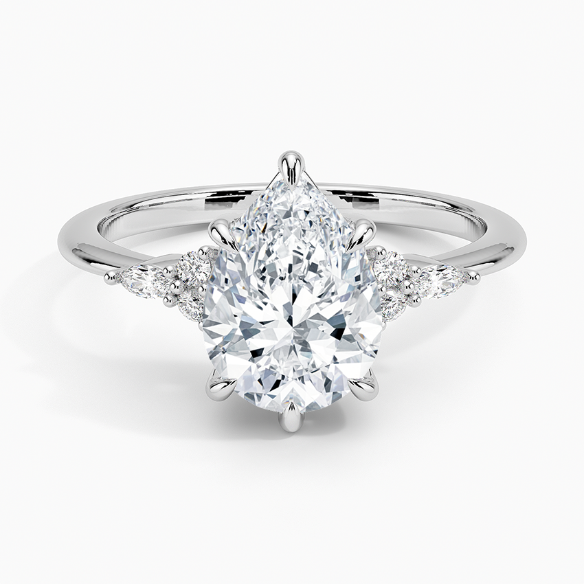 Elegant Pear Moissanite Engagement Ring with Accent Stones