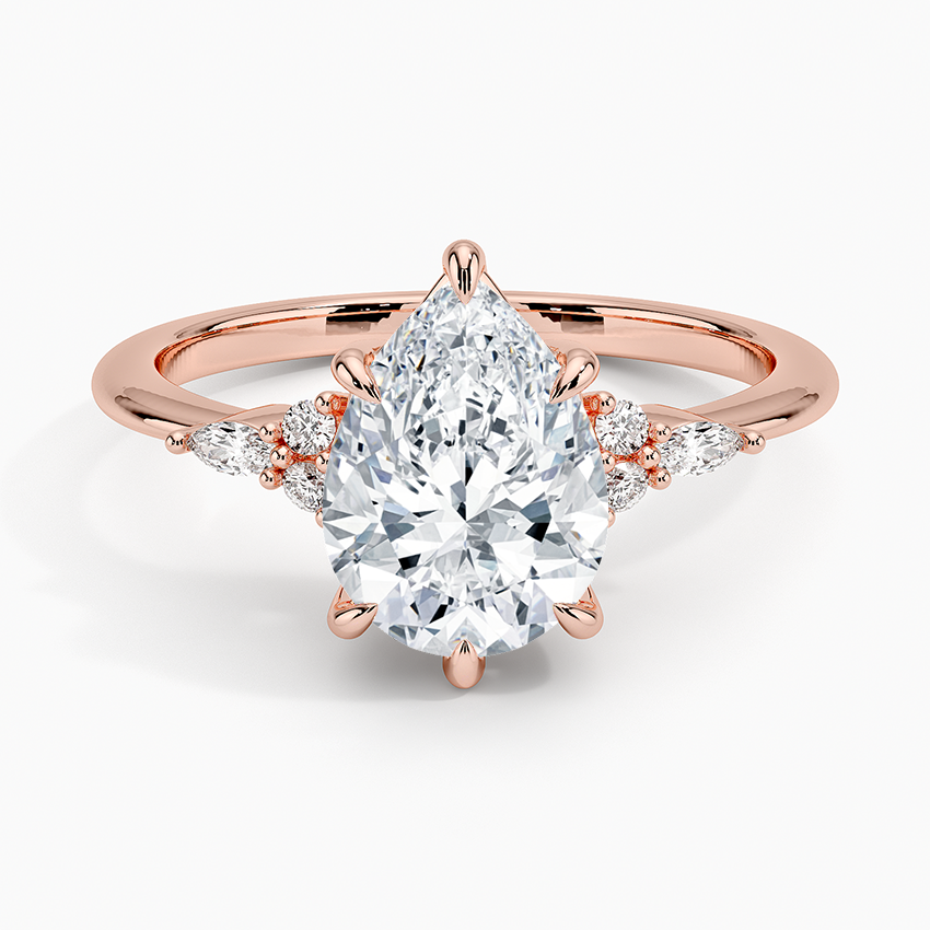 Elegant Pear Moissanite Engagement Ring with Accent Stones