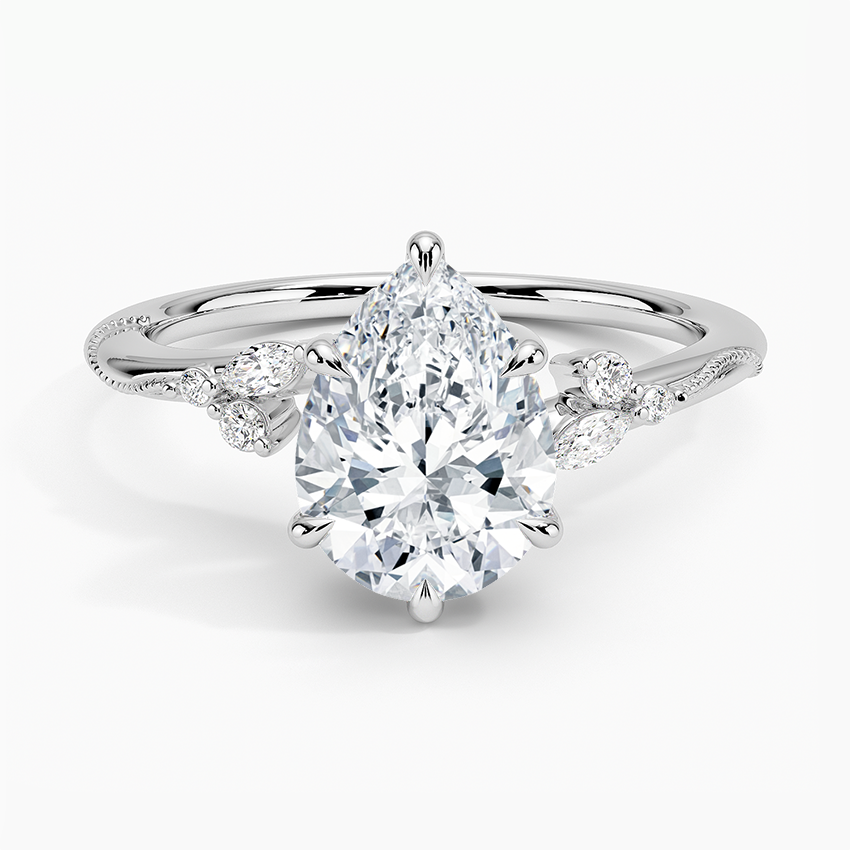 Elegant Pear Shaped Moissanite Engagement Ring