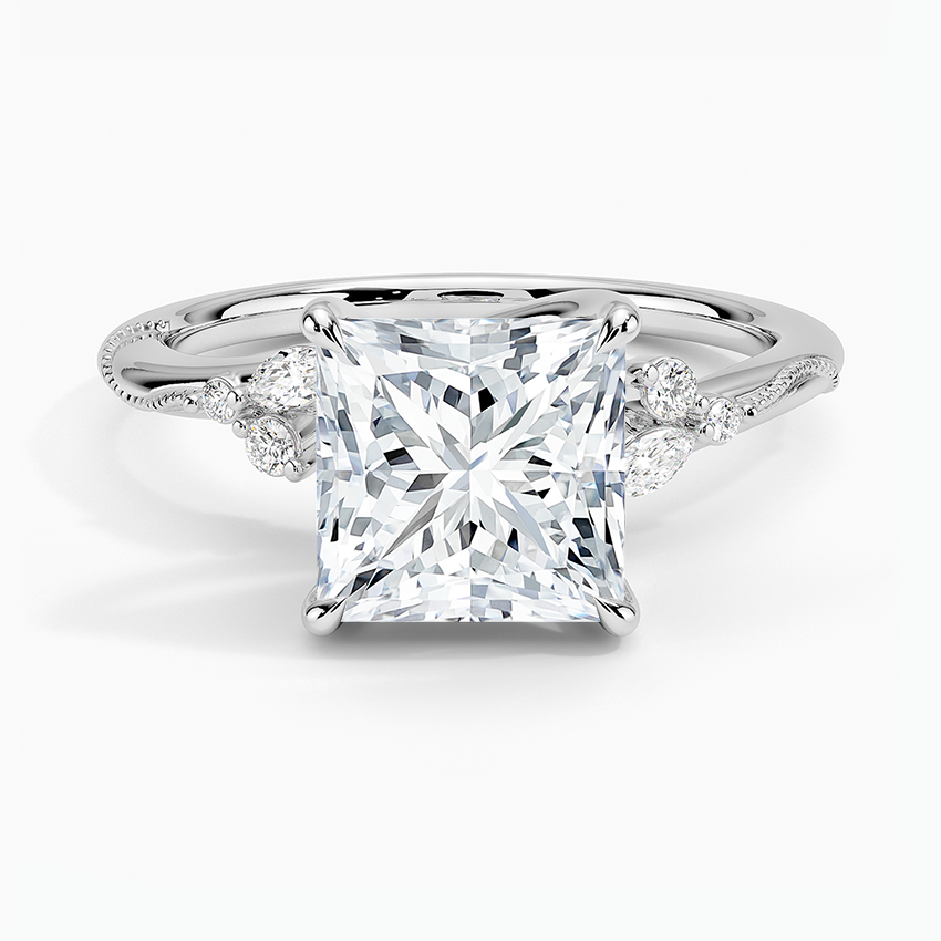 Elegant Princess Cut Moissanite Engagement Ring