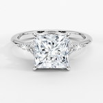 Elegant Princess Moissanite Engagement Ring with Accent Stones