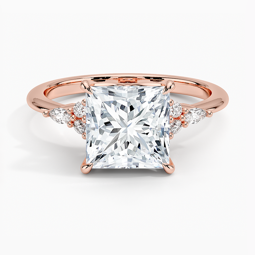 Elegant Princess Moissanite Engagement Ring with Accent Stones