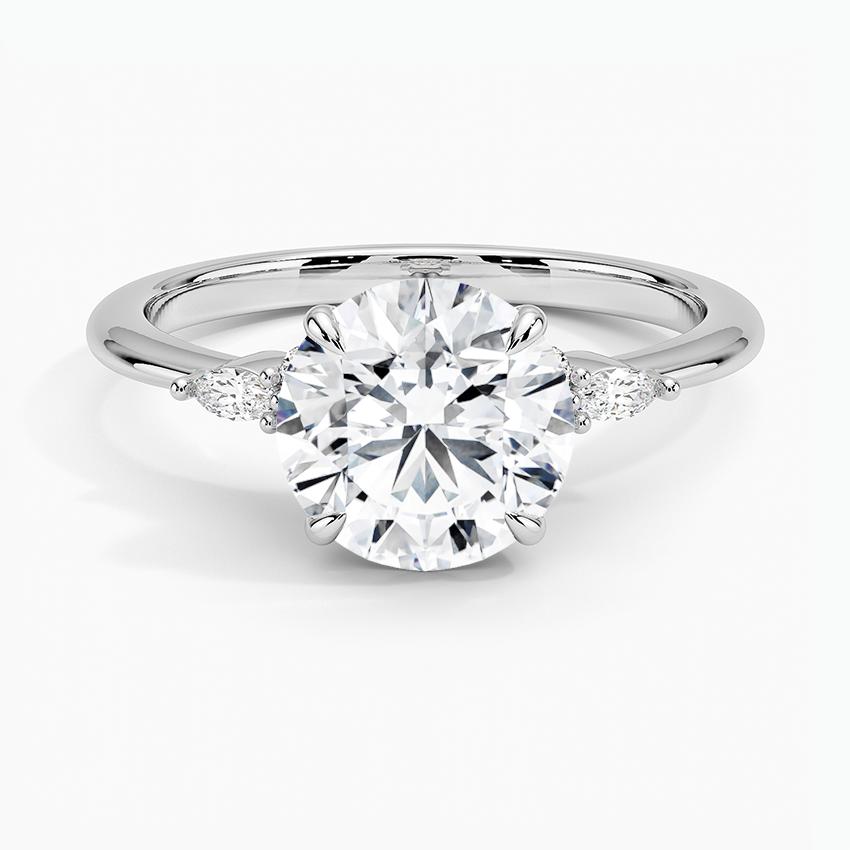 Elegant Round Moissanite Engagement Ring with Accent Stones