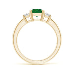 Emerald Cut Emerald and White Sapphire Gemstone Ring