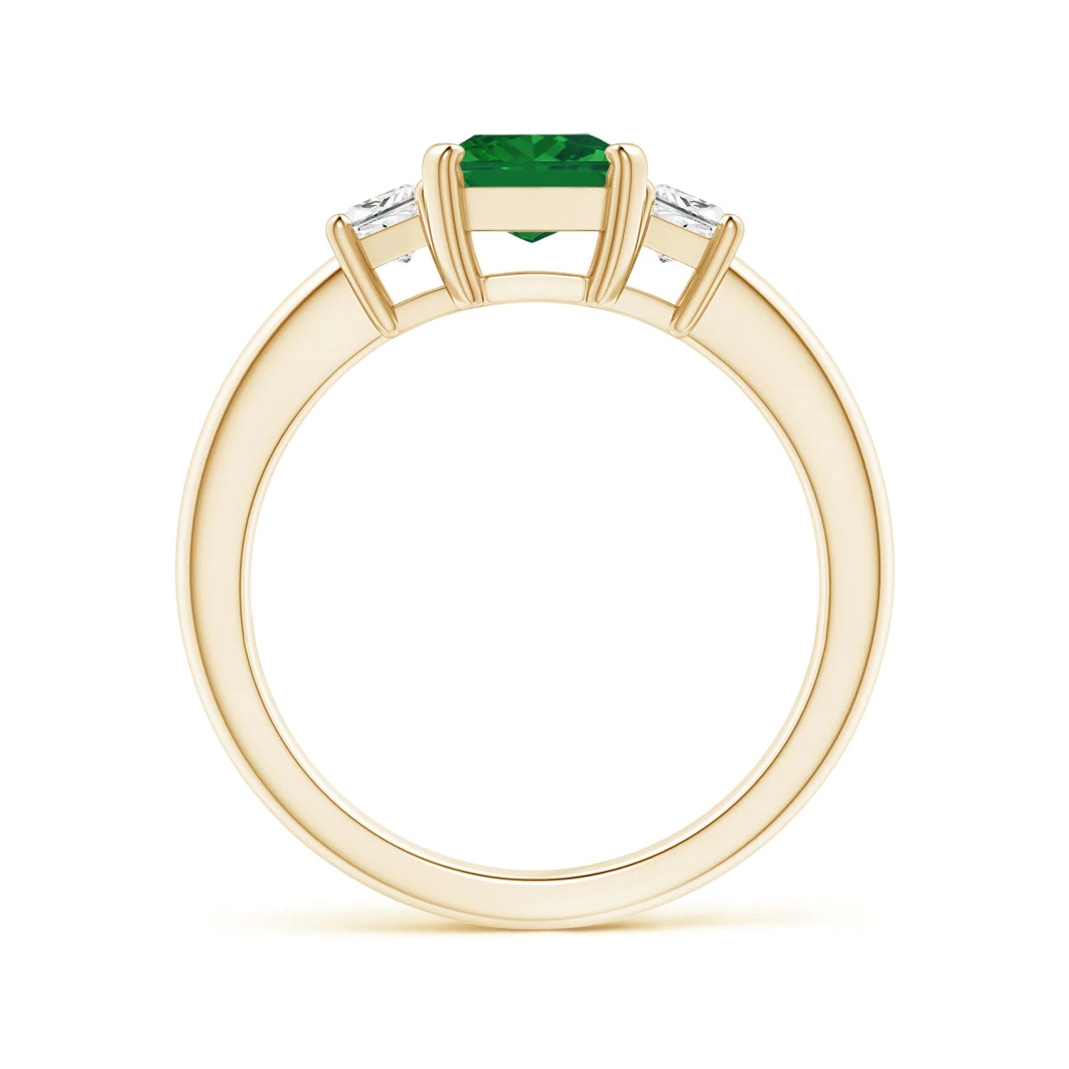 Emerald Cut Emerald and White Sapphire Gemstone Ring