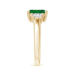 Emerald Cut Emerald and White Sapphire Gemstone Ring