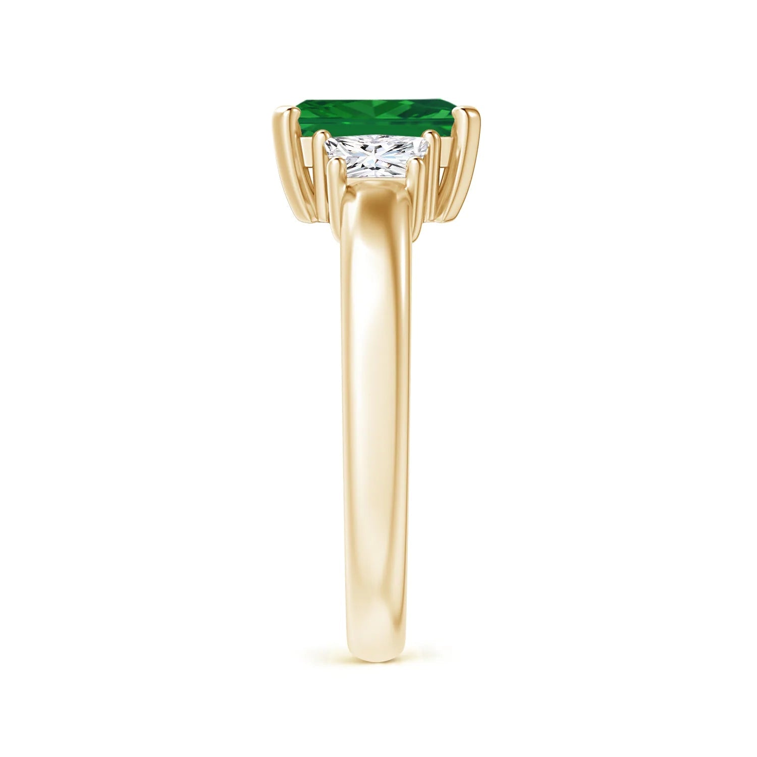 Emerald Cut Emerald and White Sapphire Gemstone Ring