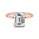 Emerald Cut Four Prong Lab Grown Diamond Engagement Ring With Hidden Halo