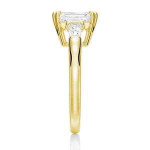 Emerald-Cut Lab Grown Diamond Engagement Ring with Tapered Baguette Stones