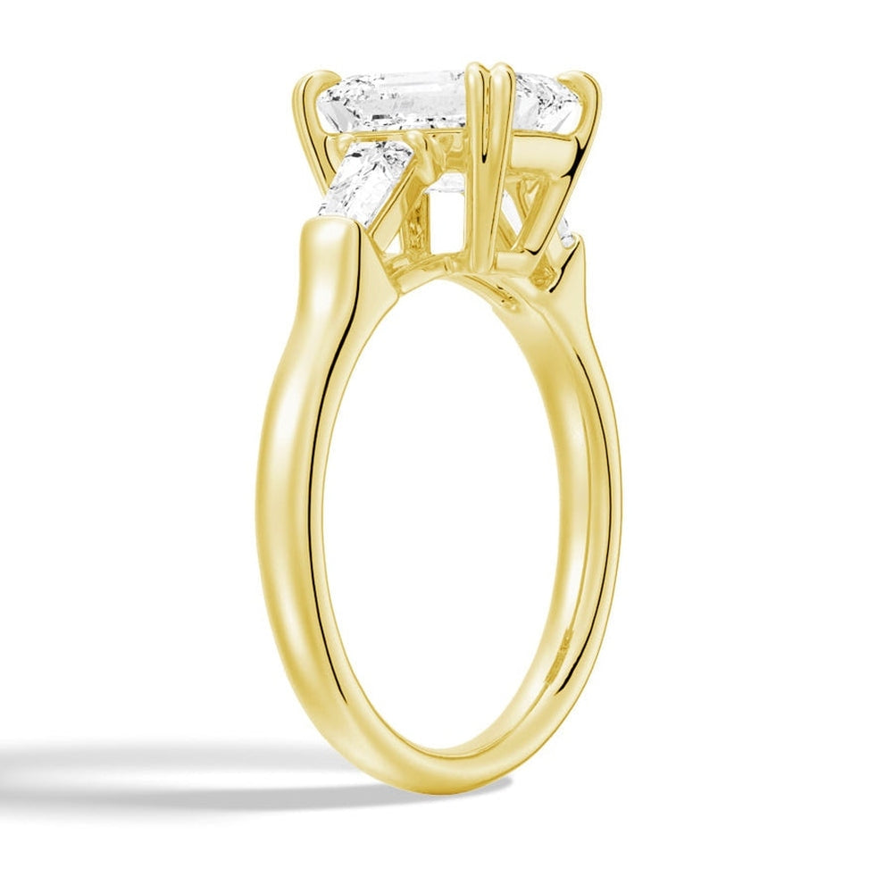 Emerald-Cut Lab Grown Diamond Engagement Ring with Tapered Baguette Stones