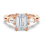 Emerald-Cut Lab Grown Diamond Engagement Ring with Tapered Baguette Stones