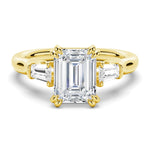 Emerald-Cut Lab Grown Diamond Engagement Ring with Tapered Baguette Stones