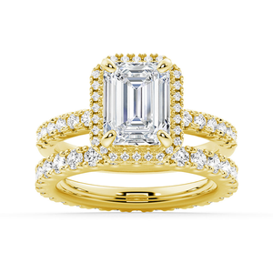 Emerald Cut Moissanite Bridal Set