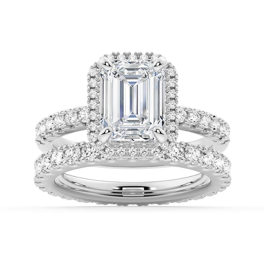 Emerald Cut Moissanite Bridal Set