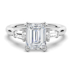 Emerald-Cut Moissanite Engagement Ring with Baguette Side Stones