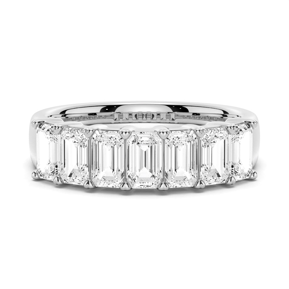 Emerald Cut Moissanite Eternity Wedding Band