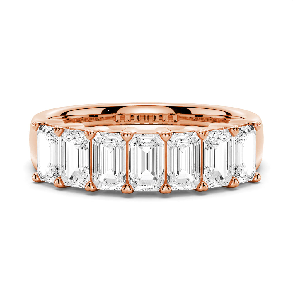 Emerald Cut Moissanite Eternity Wedding Band