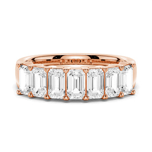 Emerald Cut Moissanite Eternity Wedding Band