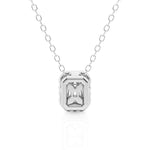 Emerald Cut Pavé Moissanite Halo Necklace