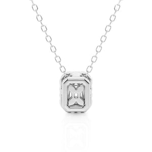 Emerald Cut Pavé Moissanite Halo Necklace