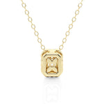 Emerald Cut Pavé Moissanite Halo Necklace