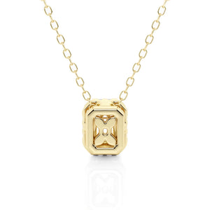 Emerald Cut Pavé Moissanite Halo Necklace