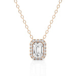 Emerald Cut Pavé Moissanite Halo Necklace