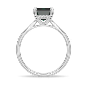 Emerald Engagement Ring With Hidden Halo