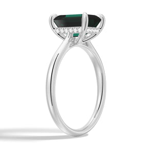 Emerald Engagement Ring With Hidden Halo