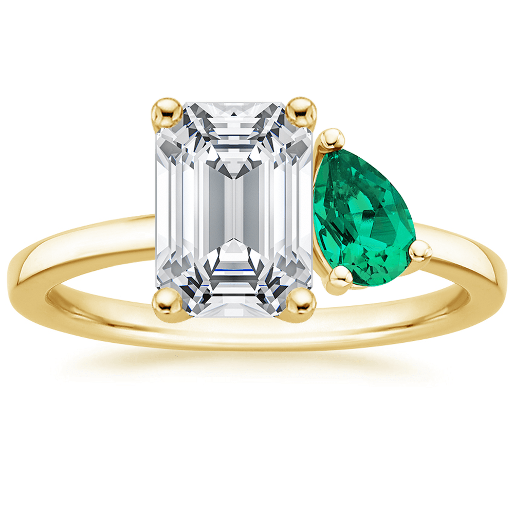 Emerald and Pear Cut Emerald Engagement Ring