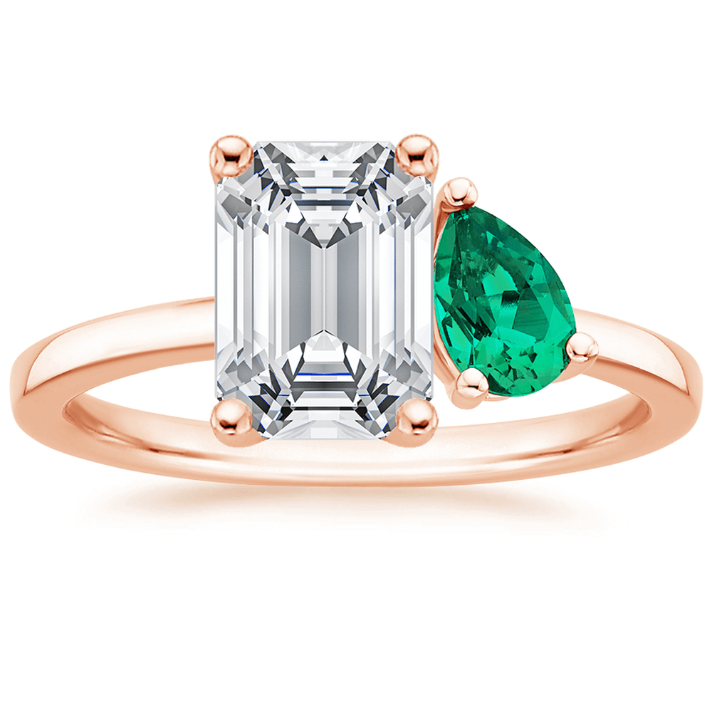 Emerald and Pear Cut Emerald Engagement Ring