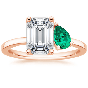 Emerald and Pear Cut Emerald Engagement Ring