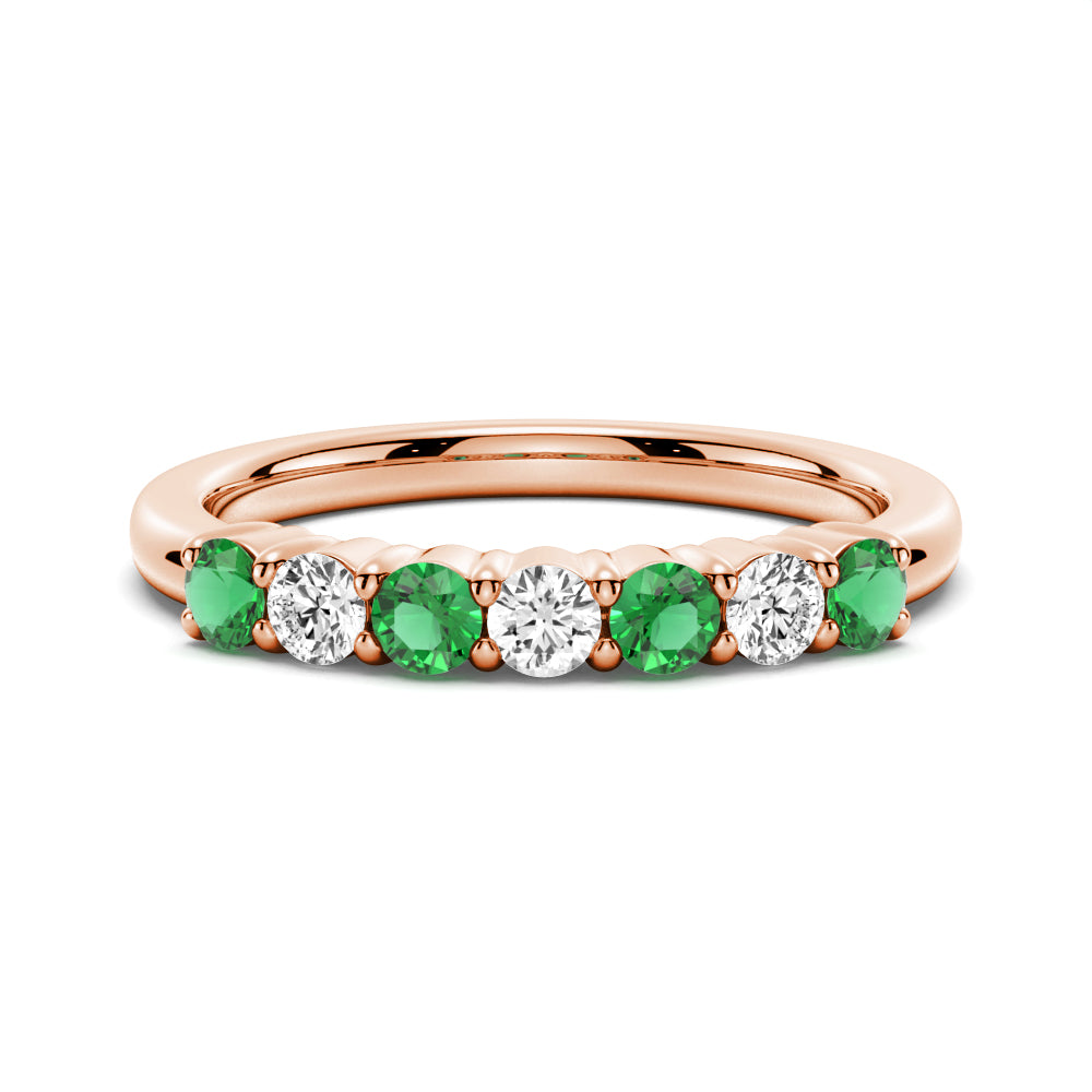 Emerald and White Sapphire Wedding Band