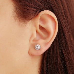 Four-Prong Halo Moissanite Stud Earrings - 1 CT.