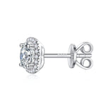 Four-Prong Halo Moissanite Stud Earrings - 1 CT.