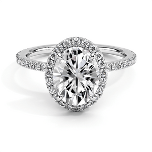 Four Prong Oval Cut Diamond Halo Engagement Ring