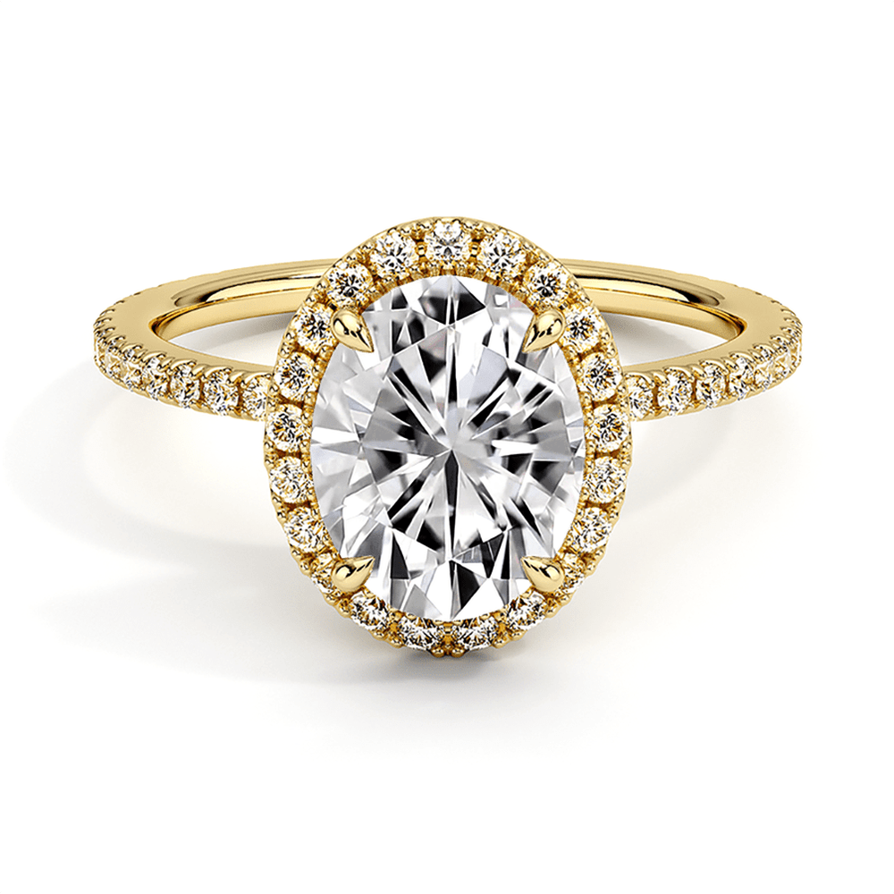 Four Prong Oval Cut Diamond Halo Engagement Ring