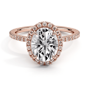 Four Prong Oval Cut Diamond Halo Engagement Ring