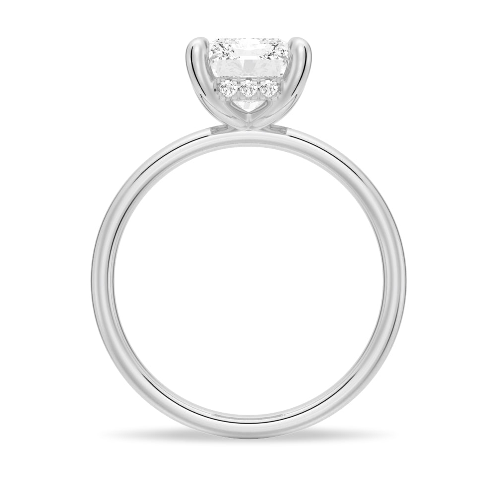 Four-Prong Radiant Moissanite Engagement Ring With Hidden Halo