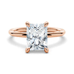 Four-Prong Radiant Moissanite Engagement Ring With Hidden Halo