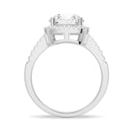 Four Prongs Round Cut Pavé Halo Moissanite Engagement Ring