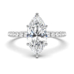 French Pavé Marquise Moissanite Engagement Ring With Hidden Halo