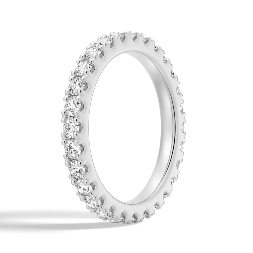 French Pave Round Cut Moissanite Eternity Band