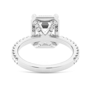 Half Eternity Emerald Cut Moissanite Halo Engagement Ring