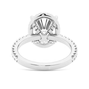 Half Eternity Oval Cut Moissanite Halo Engagement Ring